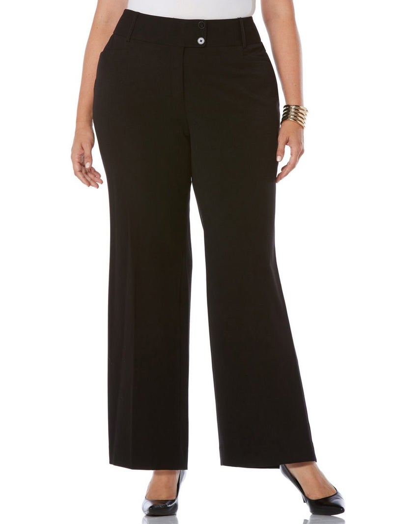 Rafaella Women's Plus Size Gabardine Bootcut Dress Curvy Fit Pants - Image 1
